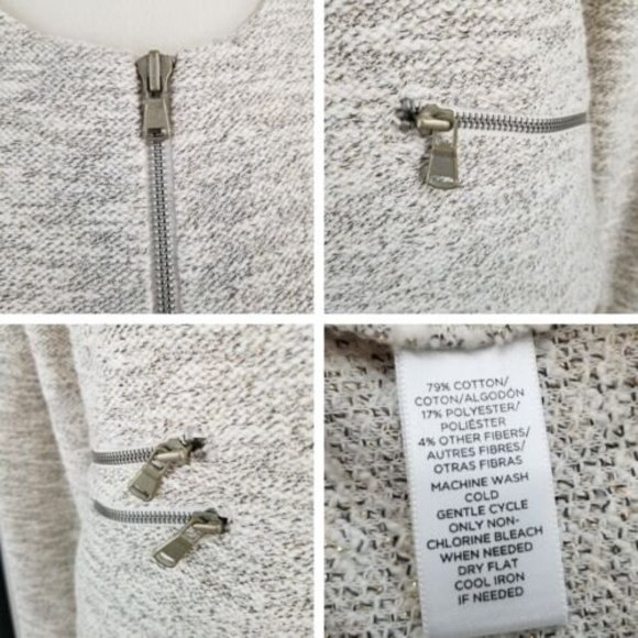 Lou and Grey Ivory Metallic Tweed Jacket Size Small Full Zip Blazer Pockets - Picture 7 of 12